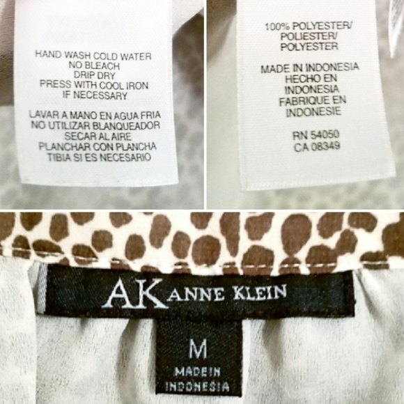Anne Klein Blouse Brown Animal Print Size M - Picture 8 of 11